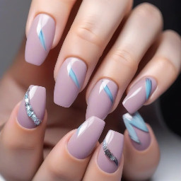 Short acrylic coffin shape Ursula nails