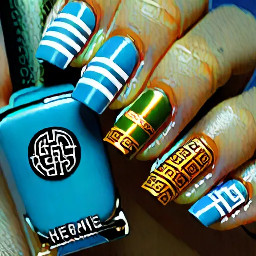 Mythological greek God Hermes themed nails. Stick to the color following palette aka these hex codes  #C061C3 #AA6993 #ED83C8 #9A5CE8 #6E39BA #3D0B5D Rounded natural shaped nails