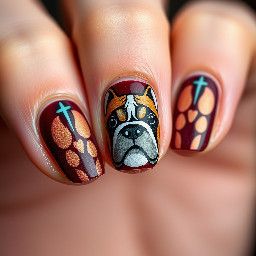marron nails that say luray or have a bulldog