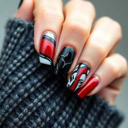 marroon white and black nails with pride