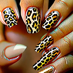 I want a cheetah print French tip with a golden cross