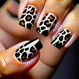 black leopard print as french tips