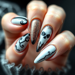 Create a spooky Halloween set that is on stiletto nails but very trendy