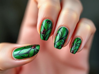Simple yet intricate nails based on DC villain Poison Ivy. I want them to be badass yet whimsical
