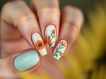 I want a unique almond nail design for farm chic and fun