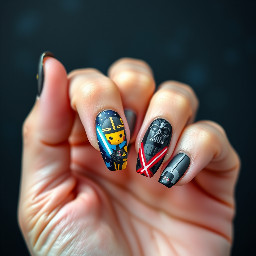 Pokemon and Starwars nails one hand pokemon one hand starwars