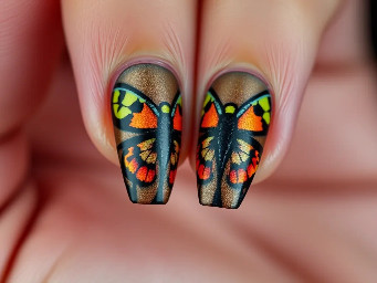 Short coffin shaped with a pattern inspired spired by Madagascan sunset moths