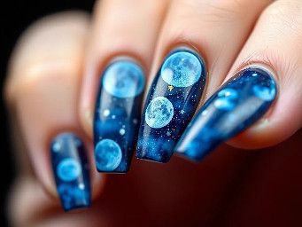 ethereal with blue moons and stars