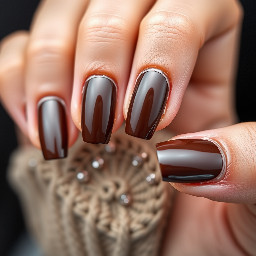 🤎 1. Chocolate Brown Gloss (Simple Luxury)  * Full nails in rich chocolate, mocha, or espresso brown * High-gloss finish (very important for that “expensive” look)