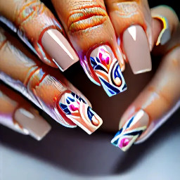 Give me easy nailart designs at home for long nails with nude shades
