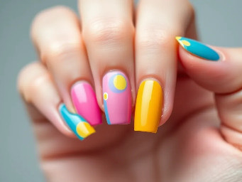 Fun spring summer colorful, pink blue yellow