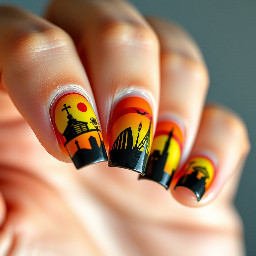 Squar shirt nails based off of the lines a trip album cover