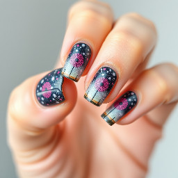 Nail art based on Robin Summeretto from Honkai Star Rail