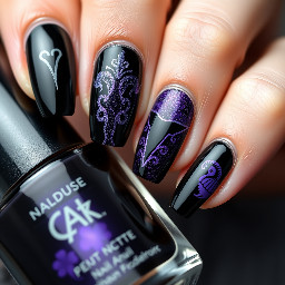 Create a birthday set for an Aries. Favorite colors are black and purple.