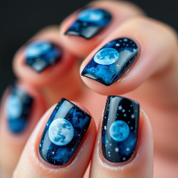 ethereal with blue moons and stars