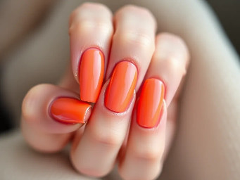 ongles longs en amandes, couleurs orange et rose pop, élégants mais girly