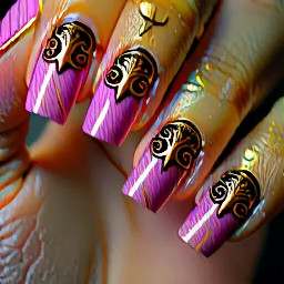 Harry potter house frensh tips whith gold pinkie