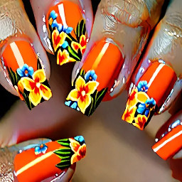 Bright orange, floral, summer, y2k