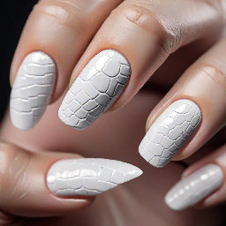 white nail design with croc nails