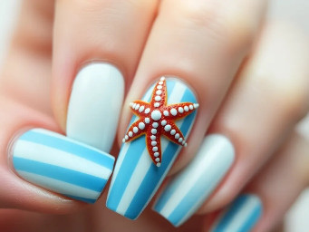 Can you make some nails normal link? The thumbs? Can you make it a white background a starfish with white dots for the suction and then the rest of the fingers, a white background and blue stripes?