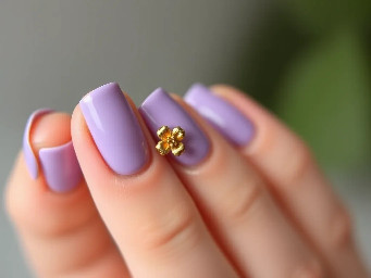 Short lilac design with single gold flower very simple