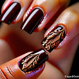 Flowers with lace design (only on the top like a French tip) in a deep brown red cola color