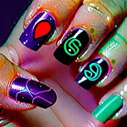 nails where one of them is darkish purple with the katseye logo, one of them is red with 4 claw scratches, and one of them spells katseye and one of them is black with a green dollar sign, and the last one teal and pink. And I want them all to be glossynails where one of them is darkish purple with the katseye logo, one of them is red with 4 claw scratches, and one of them spells katseye and one of them is black with a green dollar sign, and the last one teal and pink