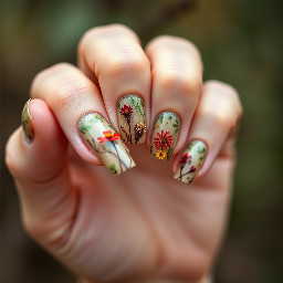 Earthy green brown red forest nature simple  wild flowers