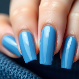 Short Squoval nails in sophiticated and elegant blue color