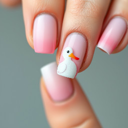 Pink and white Mable nails duck nail.