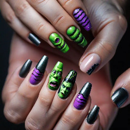 Lisa Frankenstein inspired nails