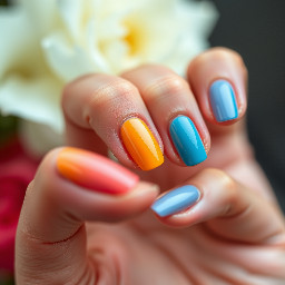 create a press on nail set using these Hex colors #C3E6E1 , #00FFEF , #FF889E , #FDB9C7 .