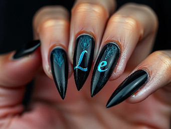 dark cybersigilism gothic theme the name Lee on the fingers and chrome