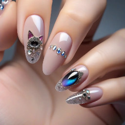 swarovski nail crystals w cat eye short