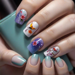 Nail art based on Robin Summeretto from Honkai Star Rail