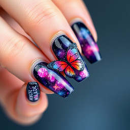 Make a birthday 3D flower and butterfly galaxy ombre with dark colors and little bit light colors