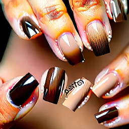 2. Brown + Nude Ombre  * Fades from nude at the base to brown at the tips (or vice versa) * Soft, blended look * Looks very elegant and “soft glam”     👉 Works really well with brown outfits without matching too harshly