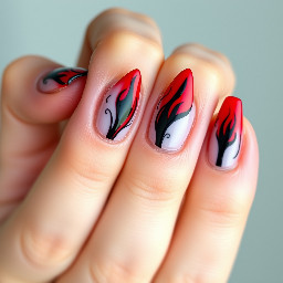 I want nails based on the song pretty little poison with red and black stiletto