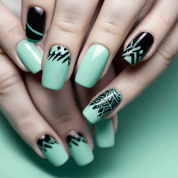 mint base with black designs