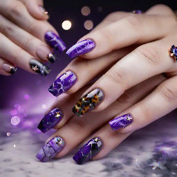 tortoise, purple marble/smoke and french tip with stars