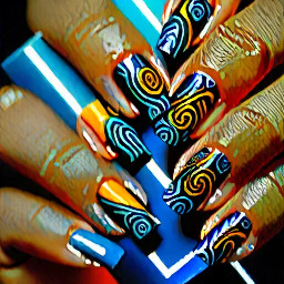 long square nails- ring finger must have OM sign, for the rest of the fingers you can freestyle. requirements- goa trance vibe, shivadelic vibe.
