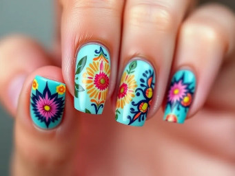 funky colorful cute western nails