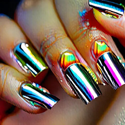chrome cateye holographic nails