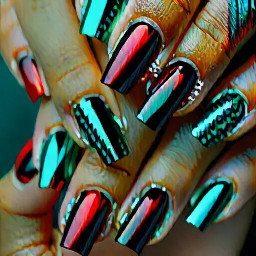 Red, teal, black. Gothic. Chrome