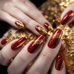 Blood red and  gold 3d and gold shimmer
