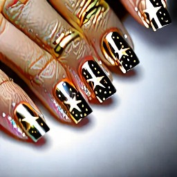 french tips with gold stars