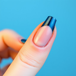 Make the nails long with red on the bottom of the nail with black and blue on the top of the nails for graduation