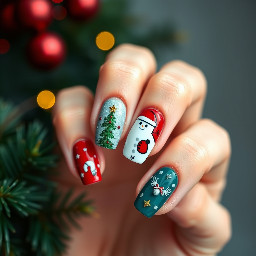 1990s Christmas manicure
