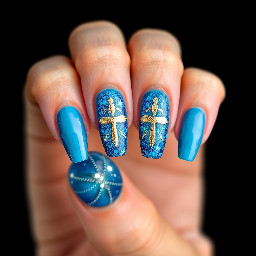 blue ankh almond sparkle