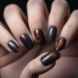 moody dark fall nails with each nail being unique